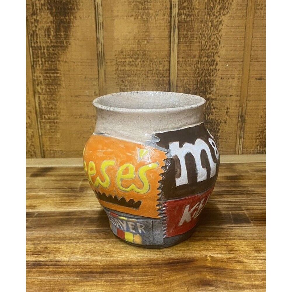 VTG Eye Candy Signed By David Hammel Handmade Art Pottery Vase Textured Glazed